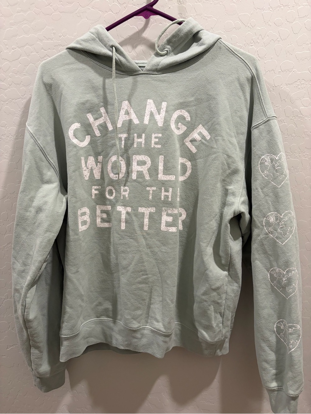 Cold Crush Change the World Graphic Hoodie Sage Green XL